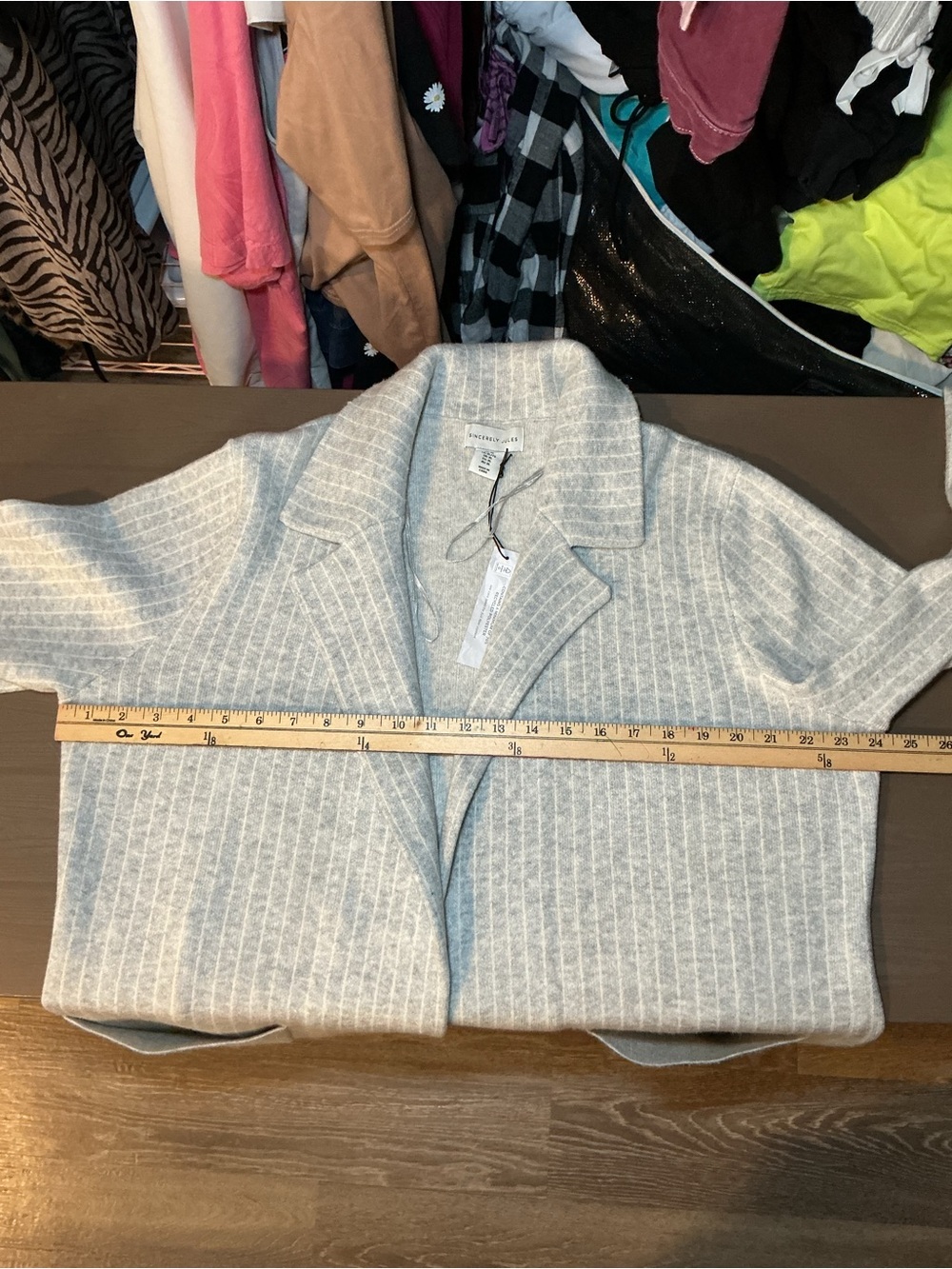 Light Gray Ribbed Open Front Cardigan Jacket - Picture 3 of 7